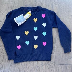Andy & Evan Navy Sweater with Colorful Heart Design
